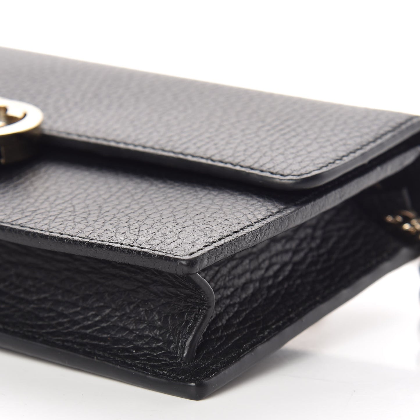 Dollar Calfskin Interlocking G Chain Wallet Black