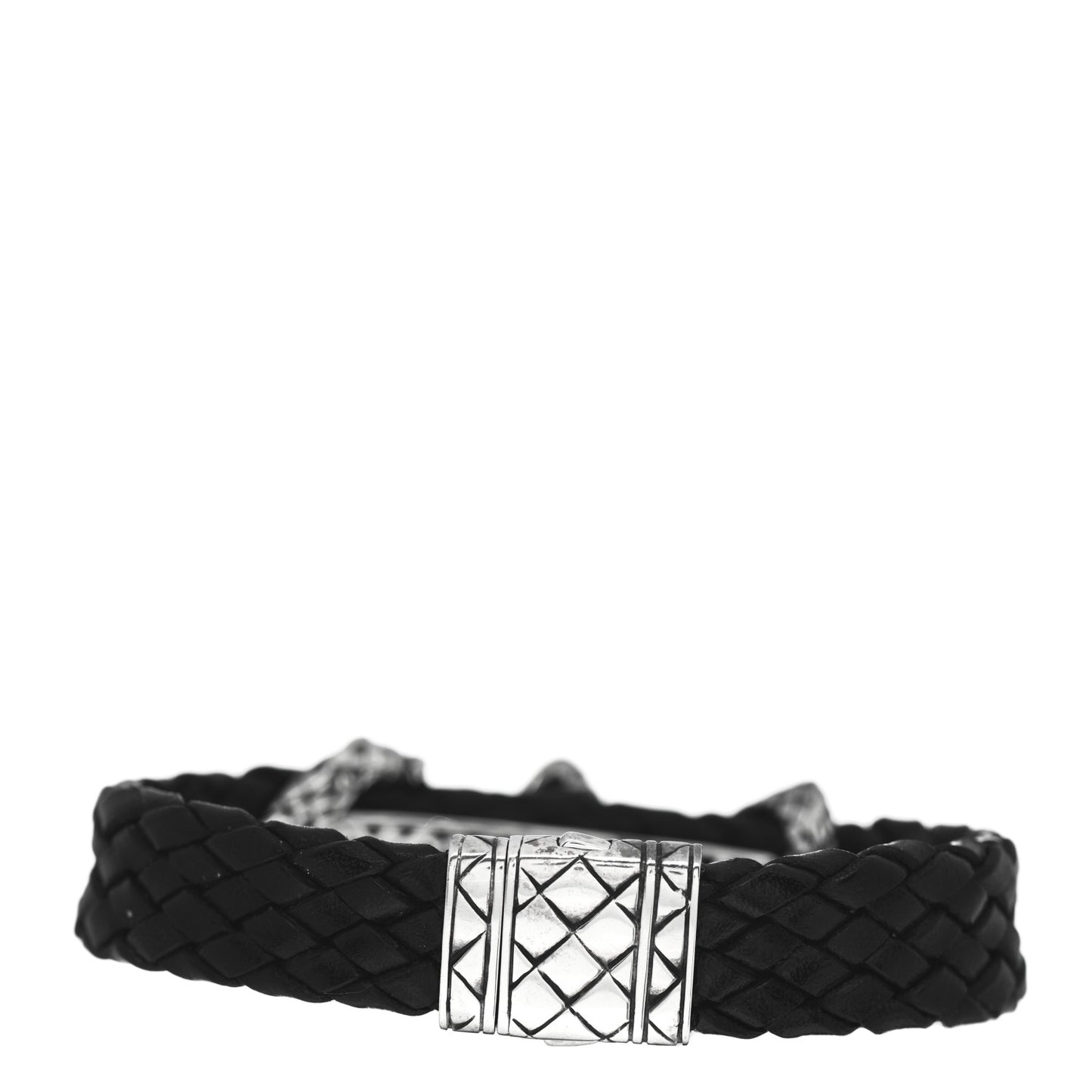 Sterling Silver Leather Naga Dragon Bracelet Black
