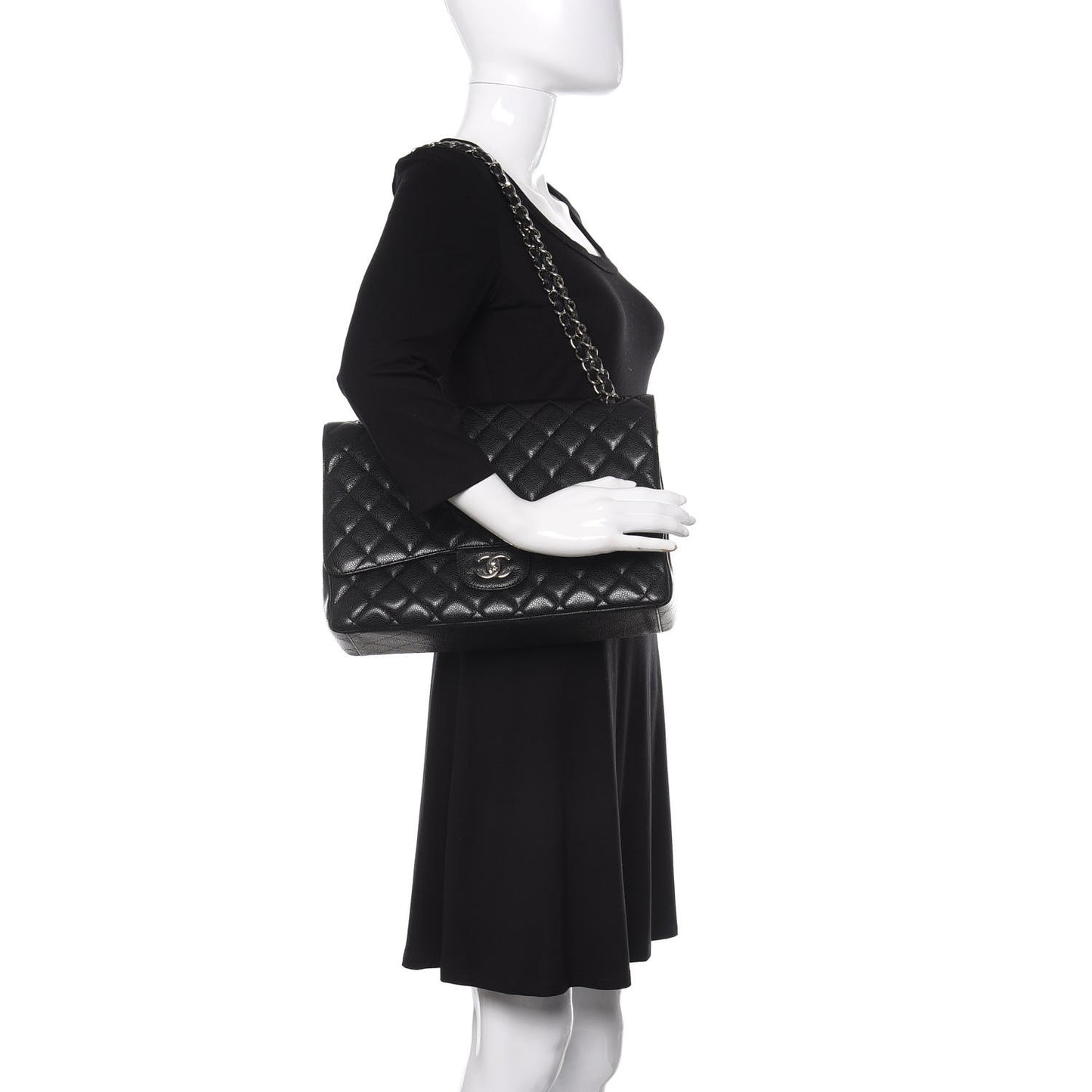 Caviar Quilted Maxi Single Flap Black