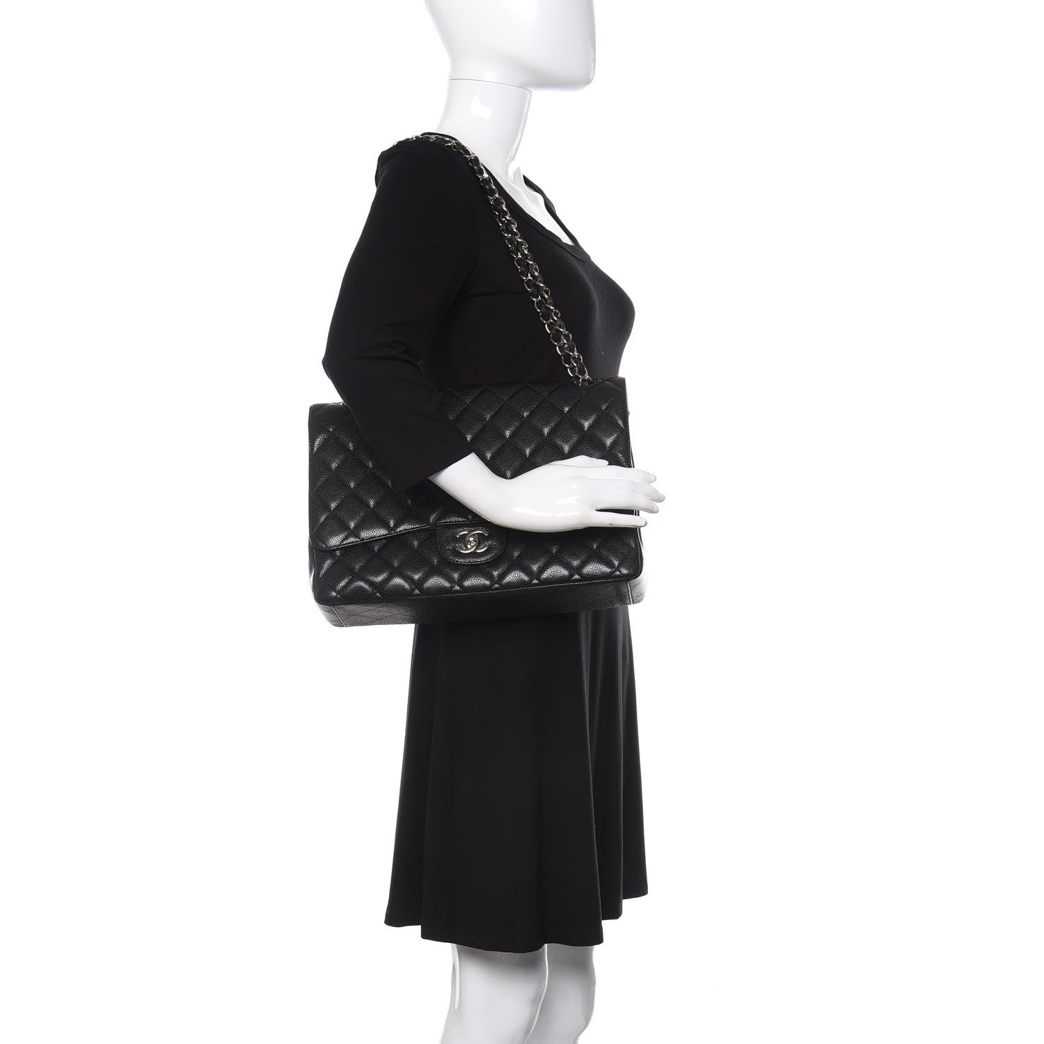 Chanel Caviar Quilted Maxi Single Flap Black 2 of 12