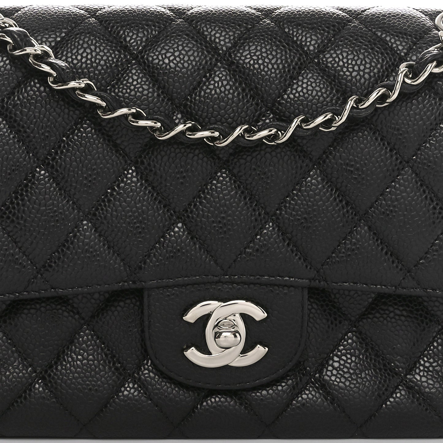 Caviar Quilted Medium Double Flap Black