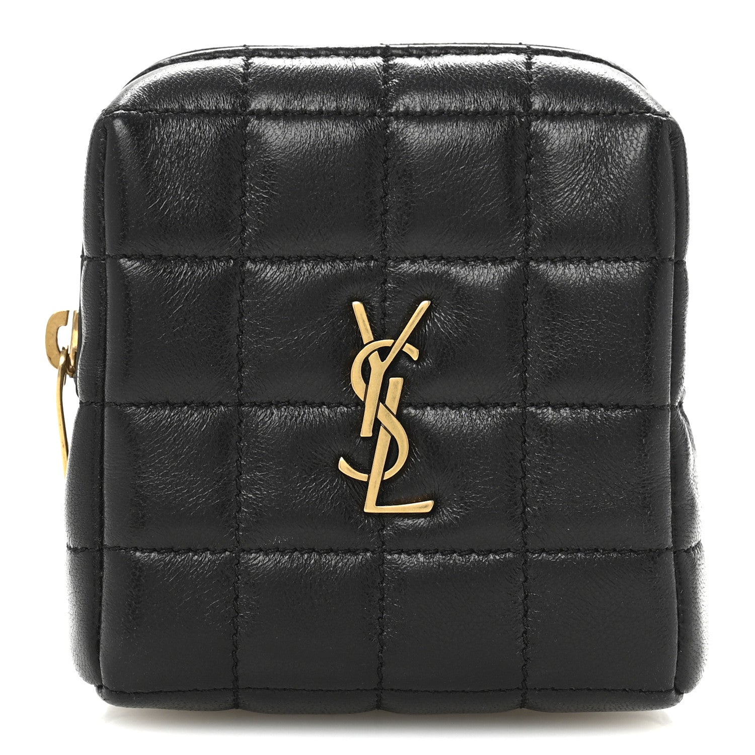 Saint Laurent Lambskin Quilted Mini Square Pouch Black 1 of 8