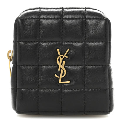 Saint Laurent Lambskin Quilted Mini Square Pouch Black 1 of 8