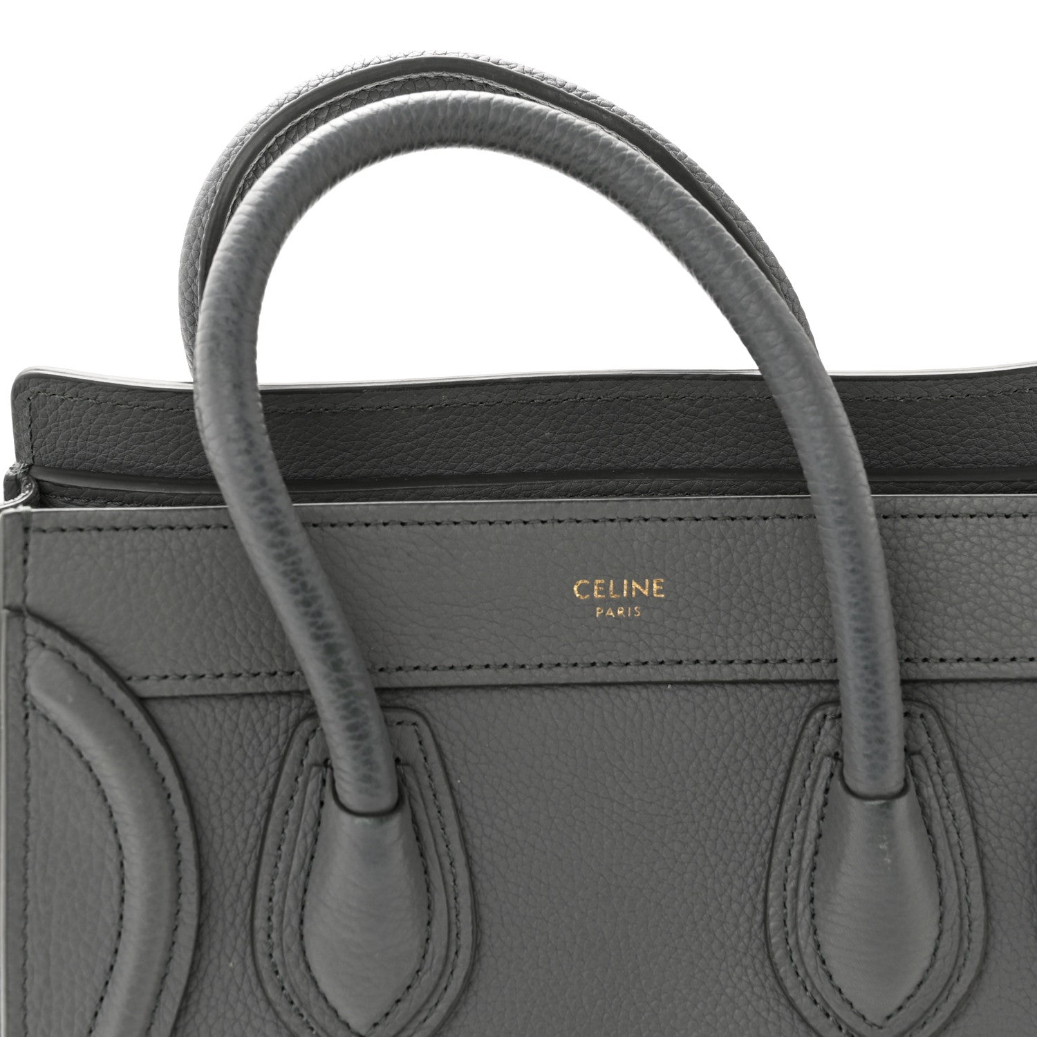 Celine Drummed Calfskin Nano Luggage Kohl 13 of 16
