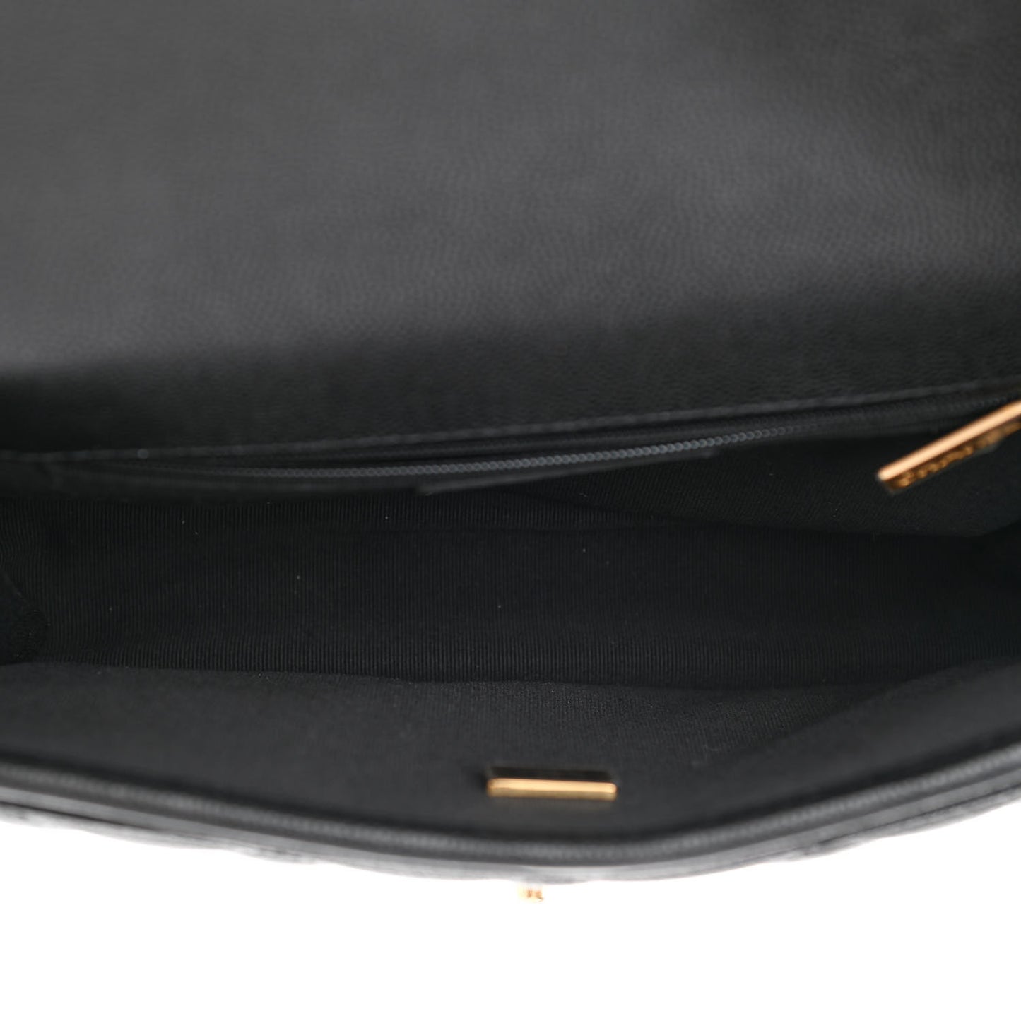Caviar Quilted School Memory Small Top Handle Flap Black