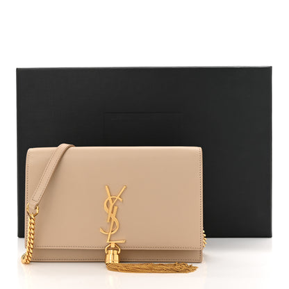 Saint Laurent Smooth Calfskin Classic Monogram Kate Tassel Chain Wallet Nude Powder 12 of 12