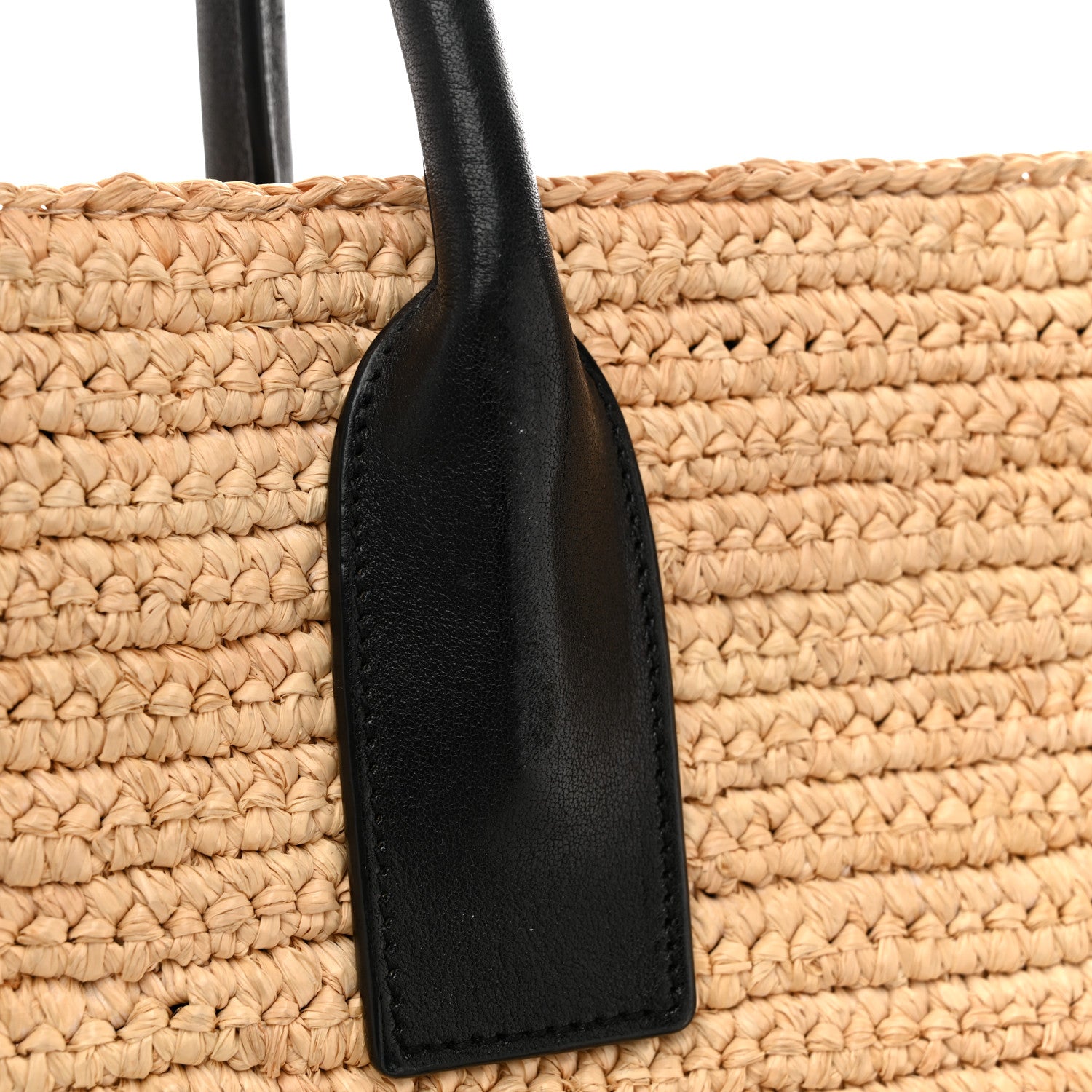 Saint Laurent Raffia Calfskin Rive Gauche Tote Naturale Black 14 of 14