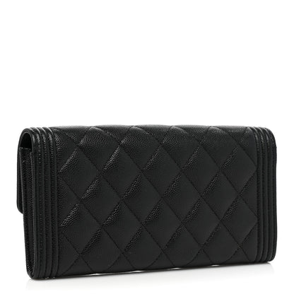 Chanel Caviar Quilted Long Boy Flap Wallet Black 2 of 14