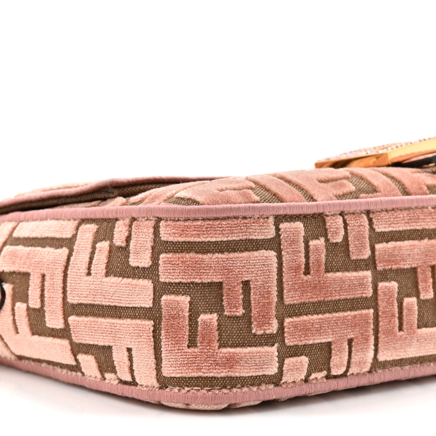 Fendi Velvet Jacquard Crystal FF Baguette Macaron 11 of 11