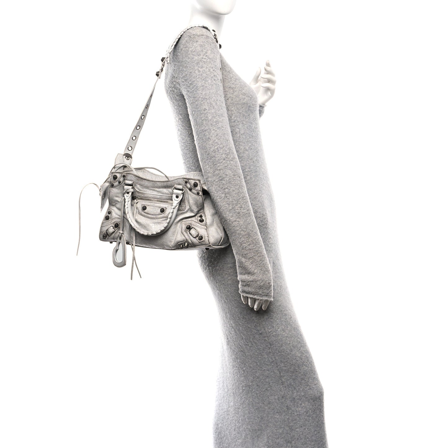 Agneau Arena Dirty Effect Arena Small Neo Cagole City Handbag Optic White