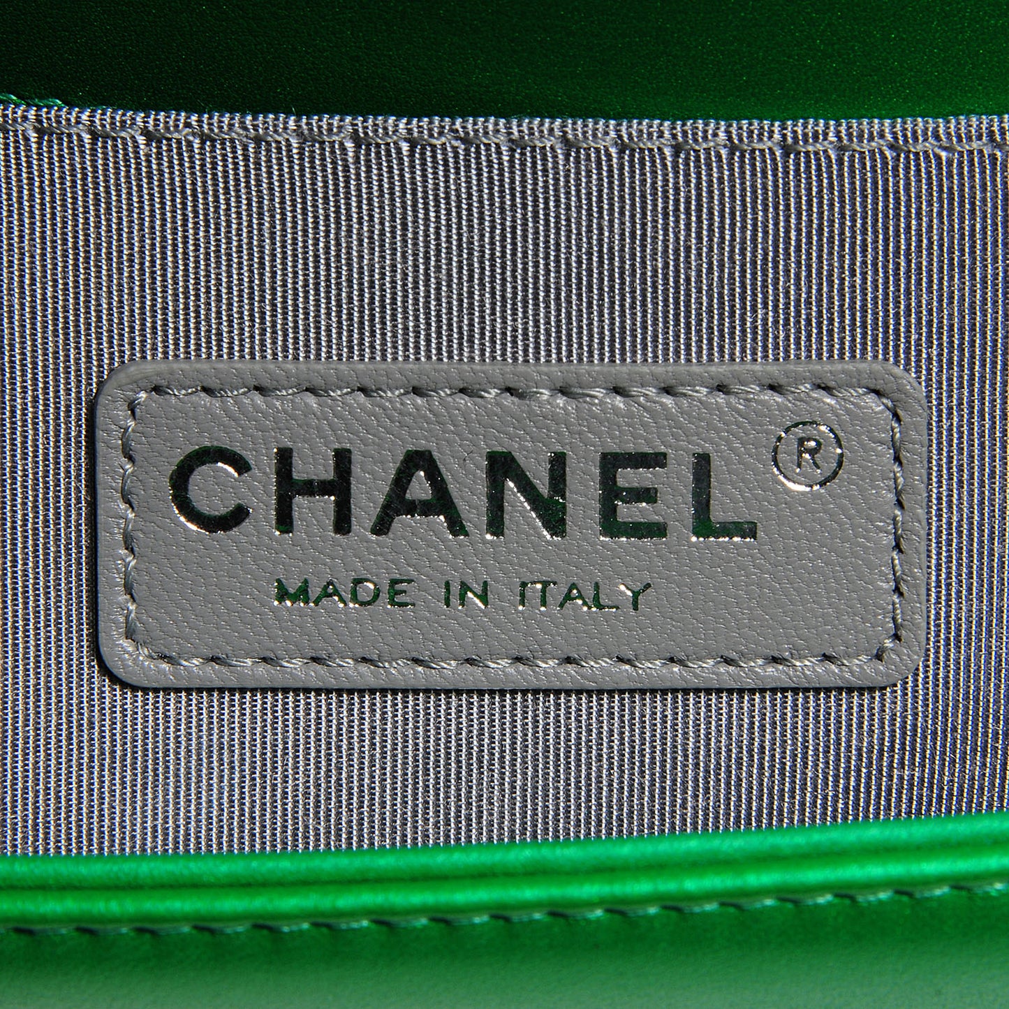 Metallic Calfskin Quilted Medium Boy Flap Green