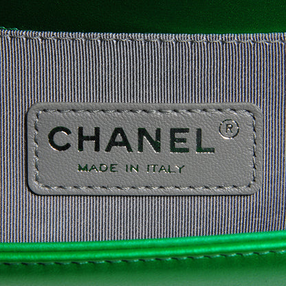 Chanel Metallic Calfskin Quilted Medium Boy Flap Green 7 of 11