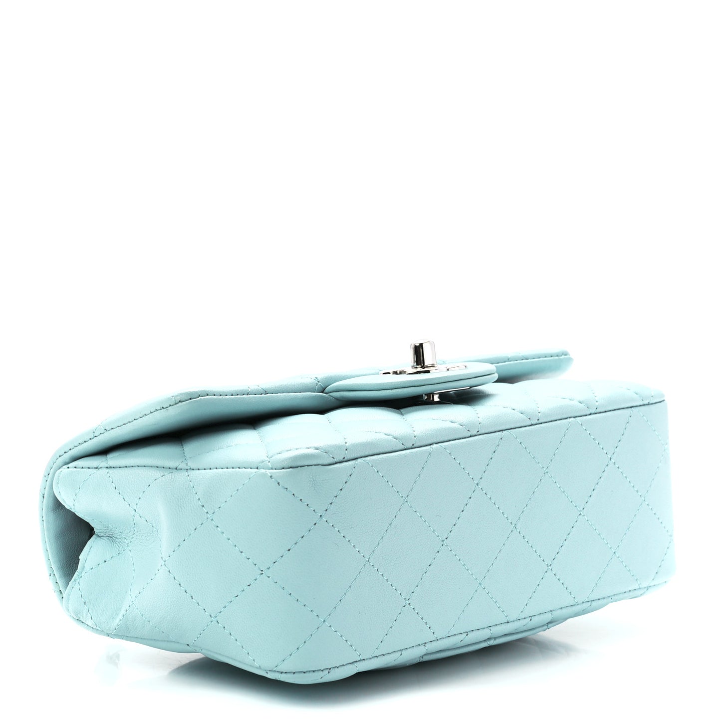 Lambskin Quilted Mini Rectangular Flap Light Blue