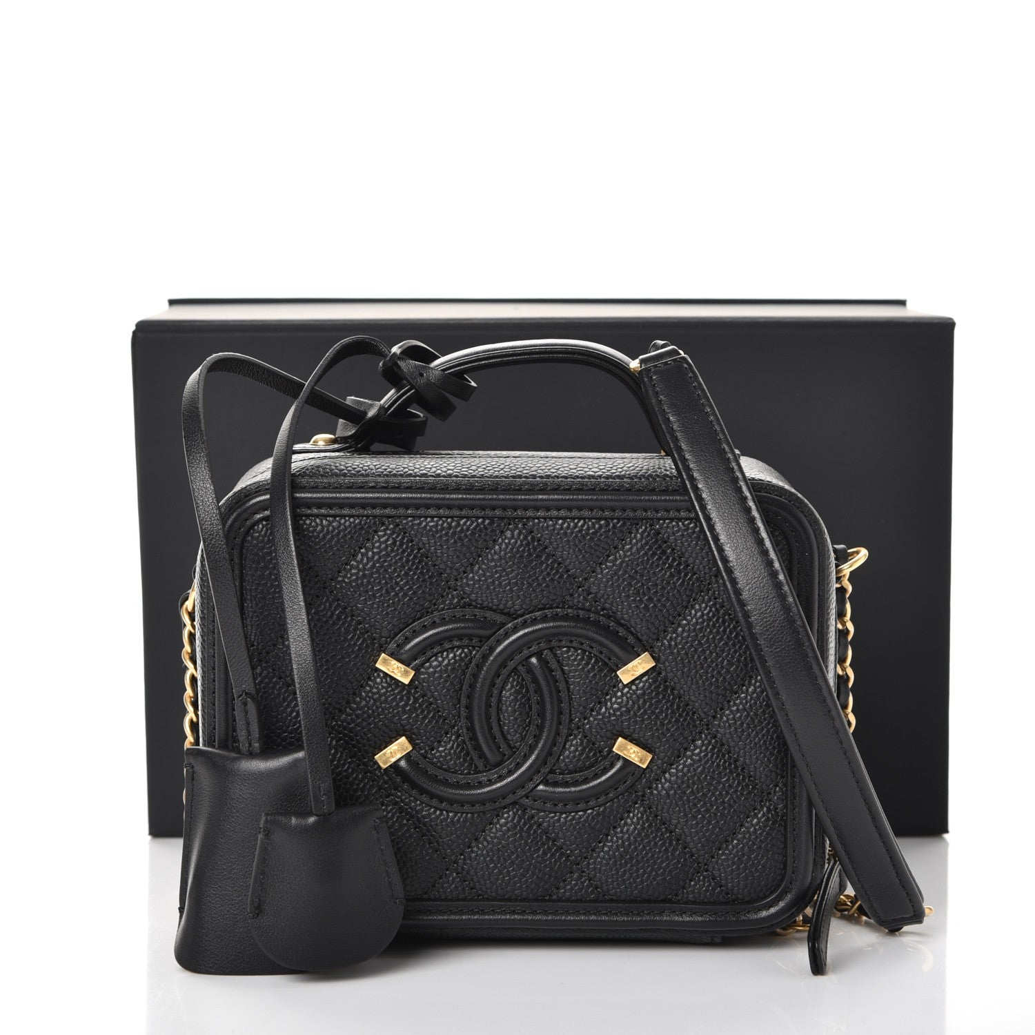 Chanel Caviar Quilted Small CC Filigree Vanity Case Black 8 of 8