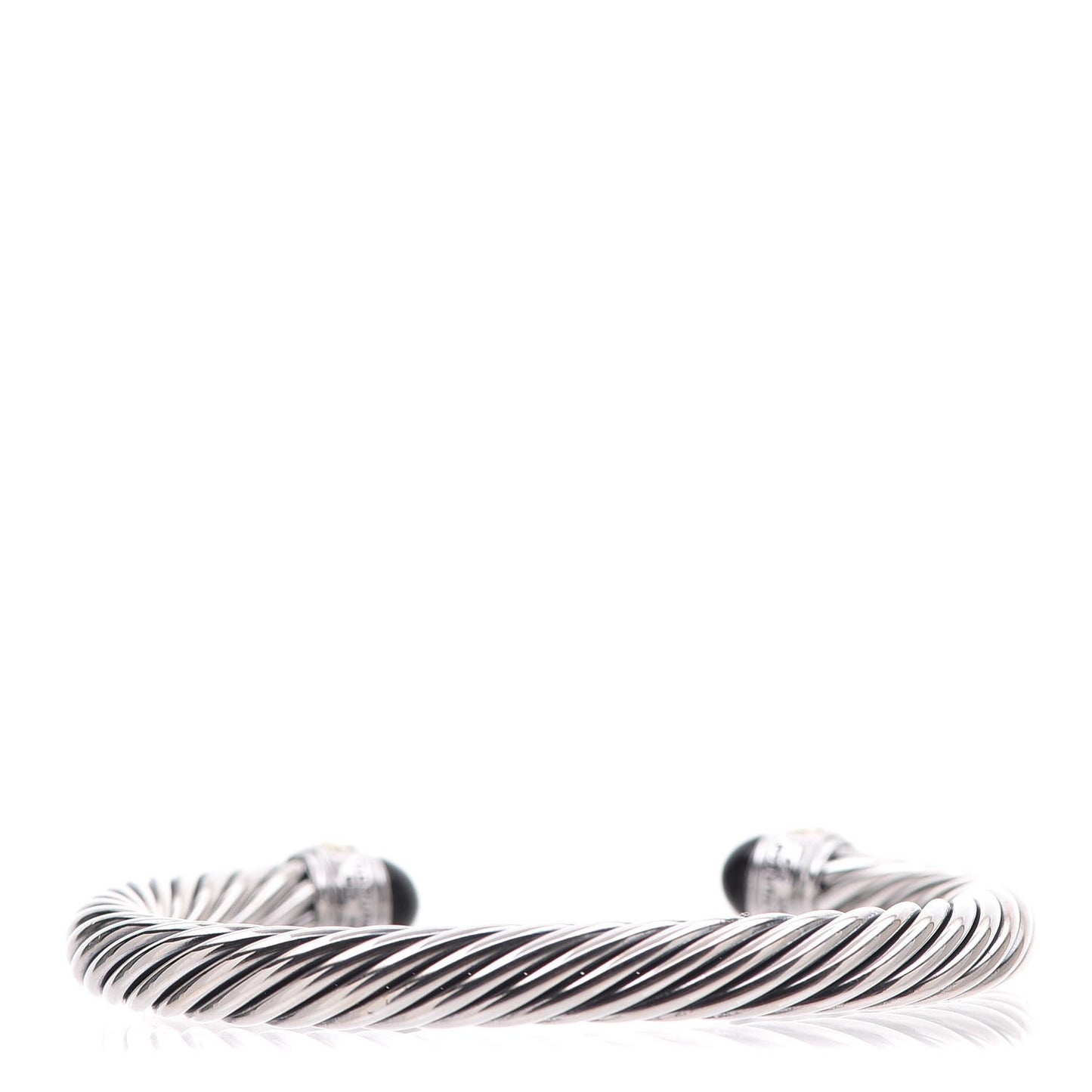 Sterling Silver 14K Yellow Gold Black Onyx 7mm Cable Classics Bracelet