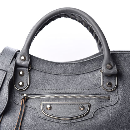 Balenciaga Chevre Silver Metallic Edge Hardware Velo Bleu Acier 9 of 9
