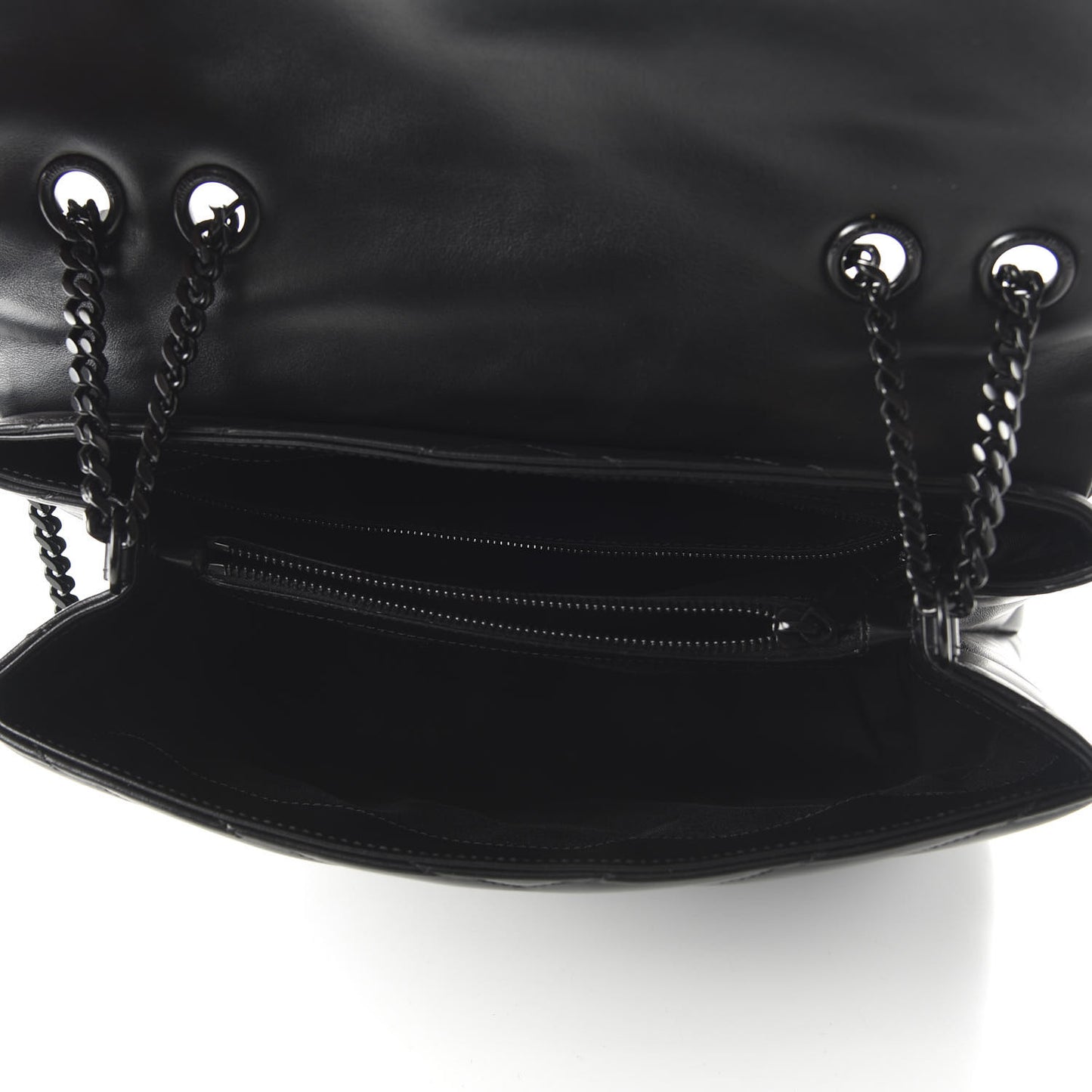 Calfskin Y Quilted Monogram Medium Loulou Chain Satchel Black