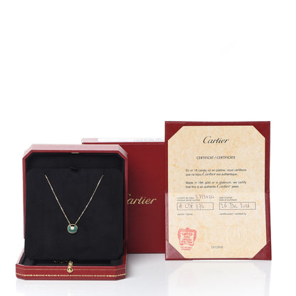 Cartier 18K Yellow Gold Diamond Malachite XS Amulette de Cartier Pendant Necklace 7 of 7