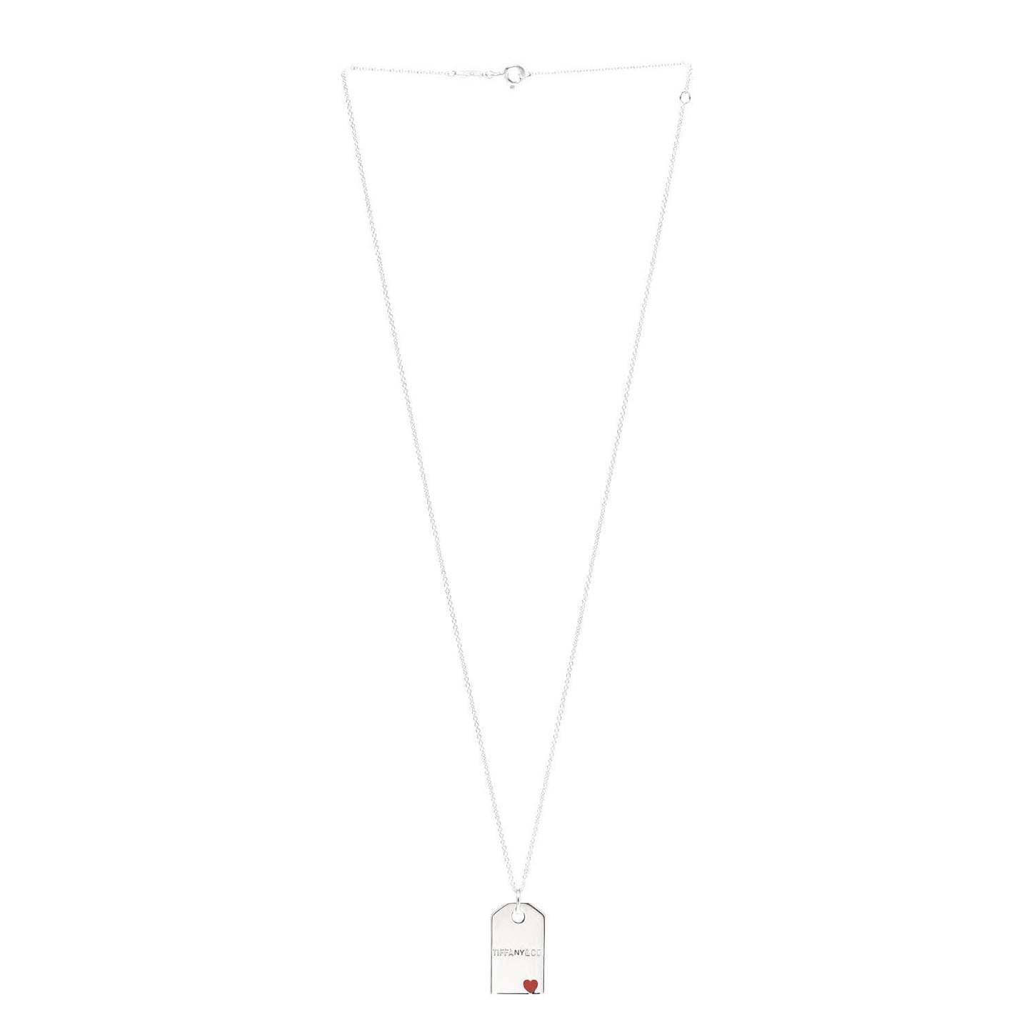 Sterling Silver NY Tag Necklace Red