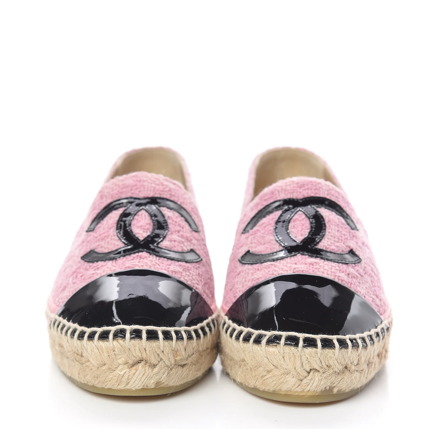 Tweed Patent CC Espadrilles 36 Pink Black