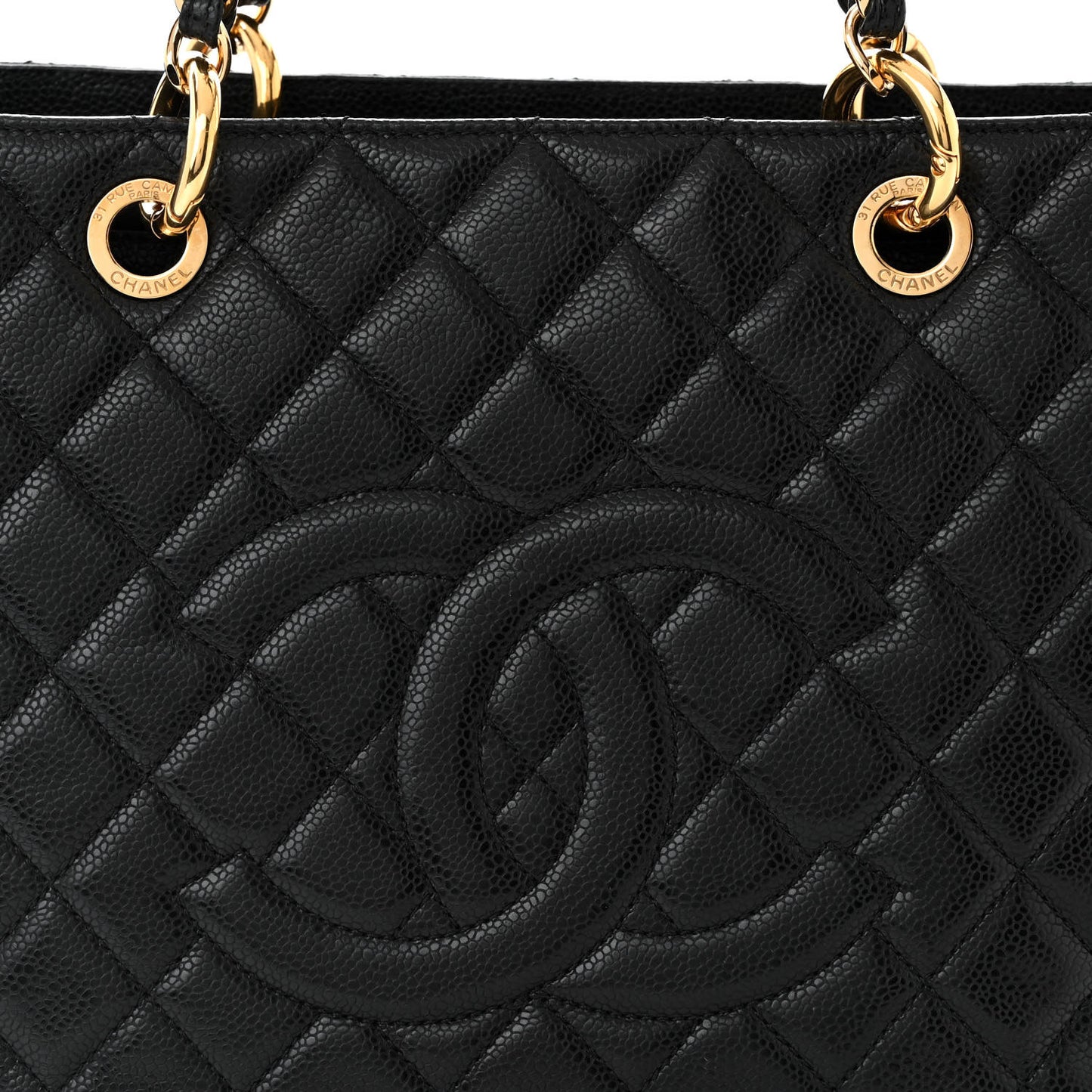 Caviar Quilted Grand Shopping Tote GST Black