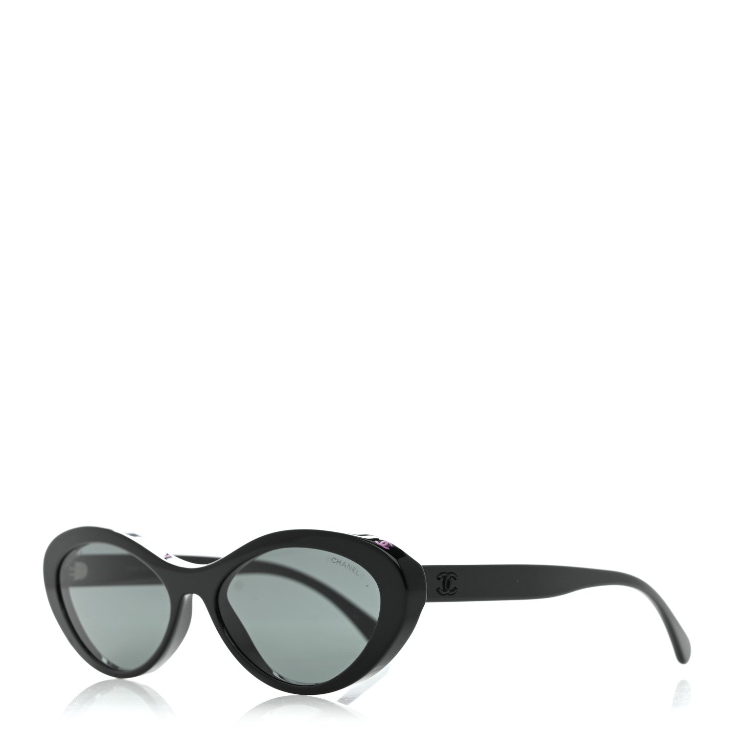 Chanel Acetate Oval Sunglasses 5416 Black Pink 1 of 8