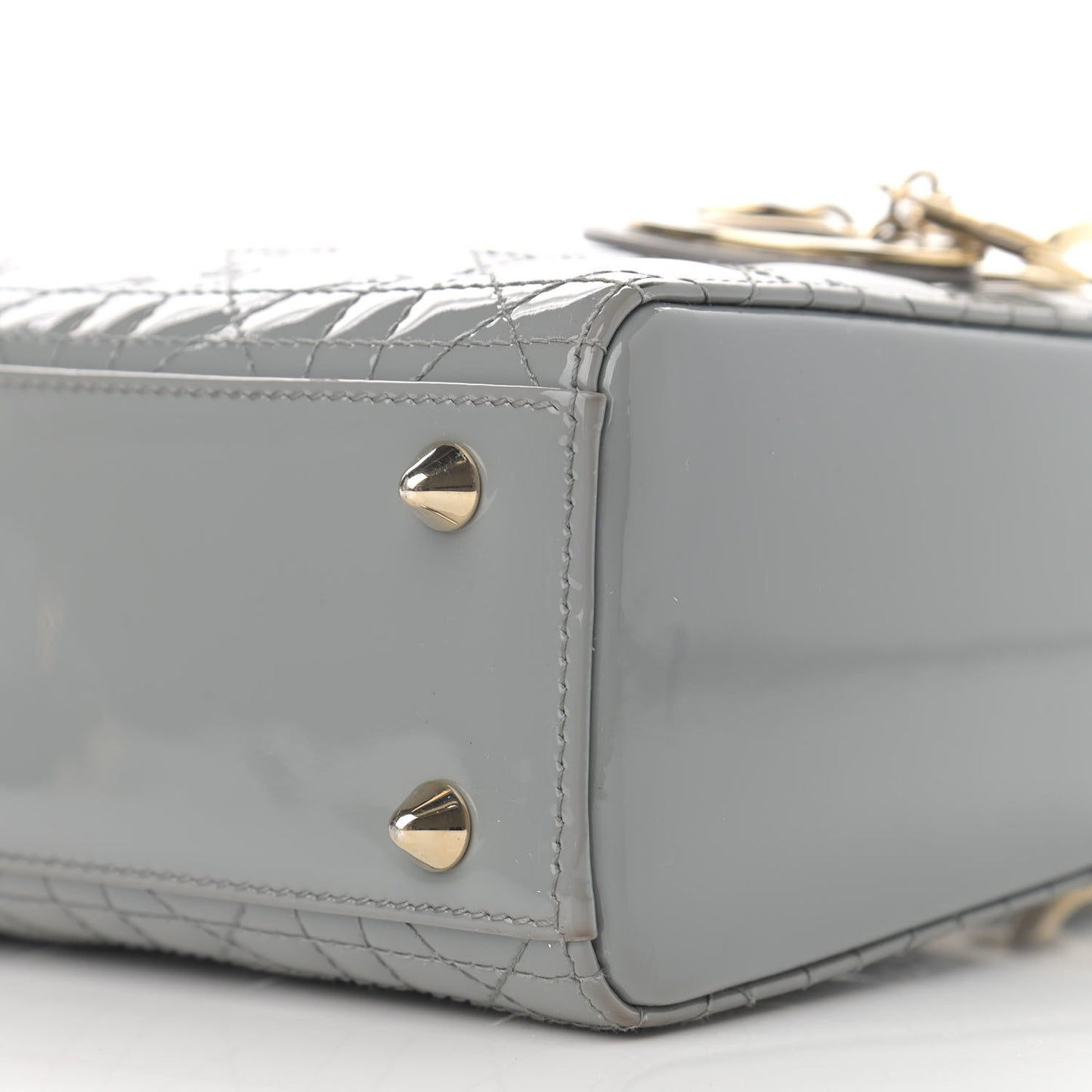 Patent Cannage Small Lady Dior Grey