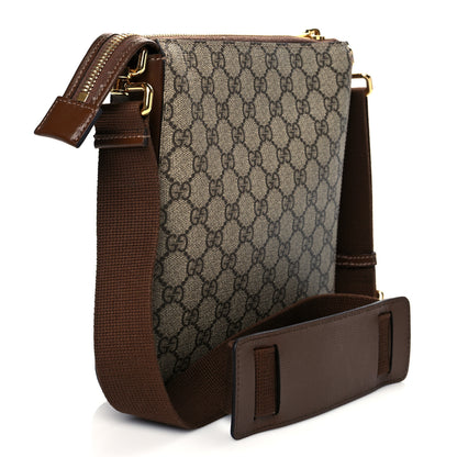 Gucci GG Supreme Monogram Azalea Calfskin Retro Interlocking G Flat Messenger Bag Beige Ebony Brown Sugar 2 of 8