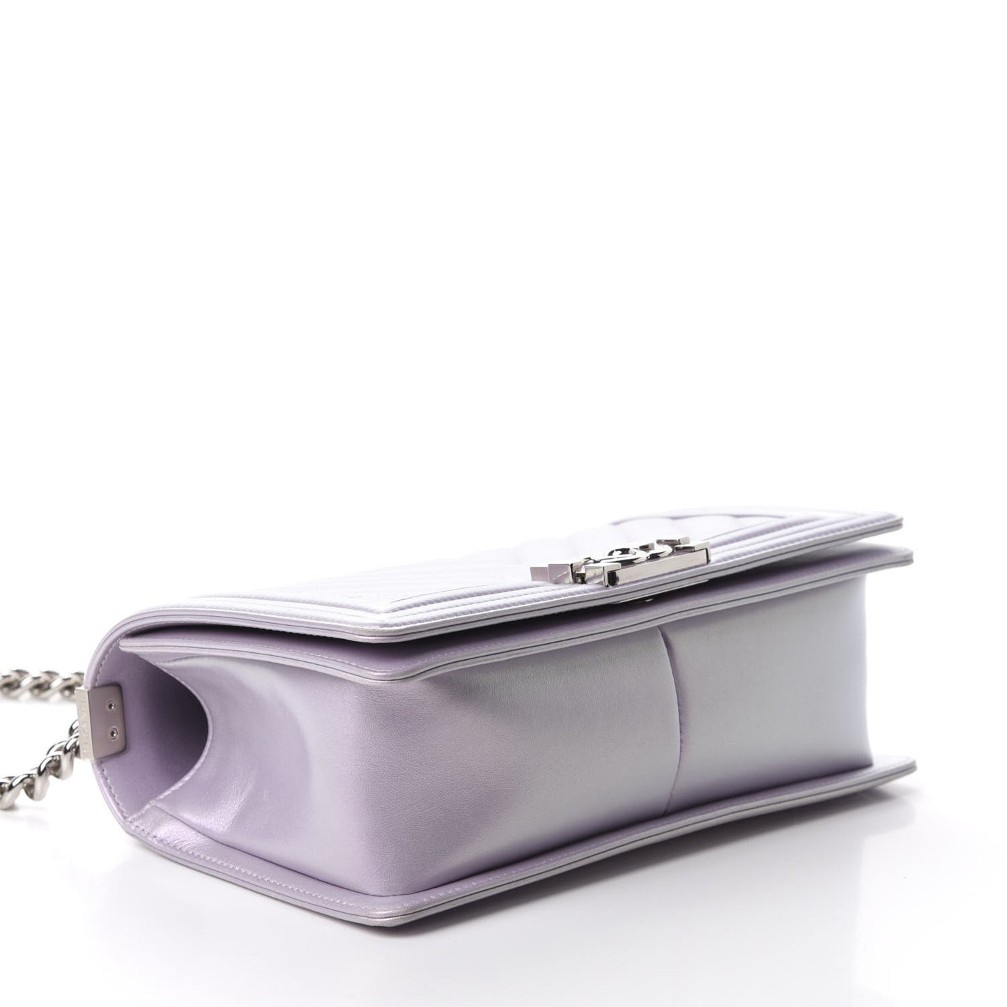 Metallic Lambskin Chevron Quilted Medium Boy Flap Pink