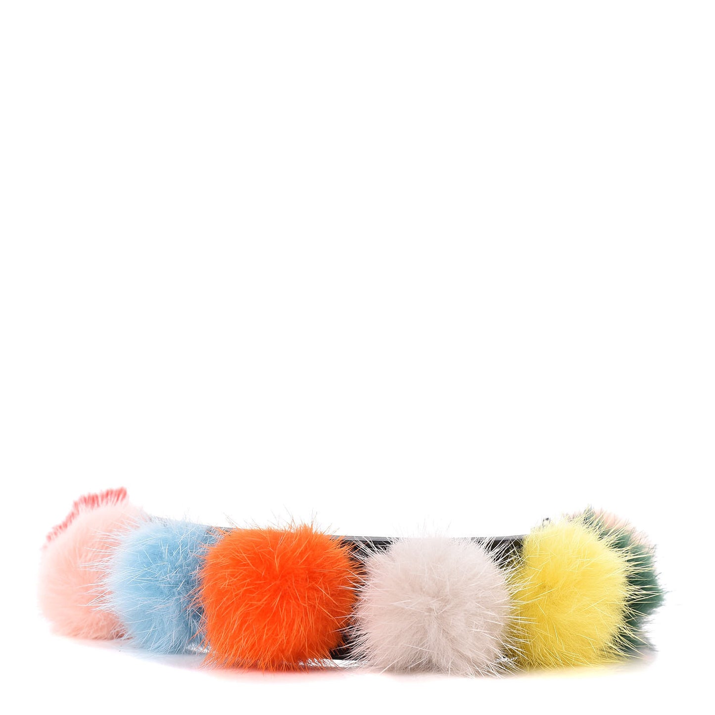 Mink Fur Pom Pom Mini Strap You Black Multicolor