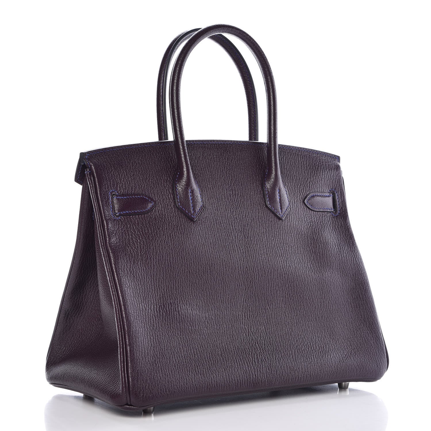 Hermes Chevre Mysore Bi-Color Horseshoe Birkin 30 Raisin Bleu Electrique 3 of 37
