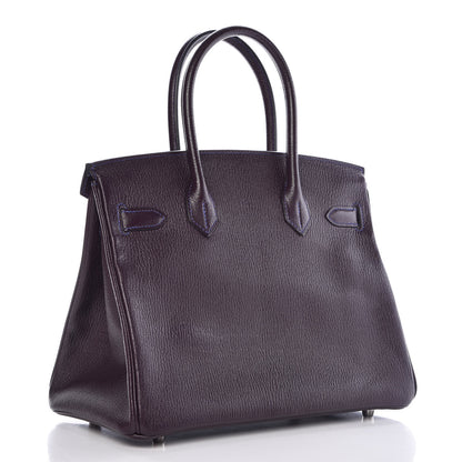 Hermes Chevre Mysore Bi-Color Horseshoe Birkin 30 Raisin Bleu Electrique 3 of 37