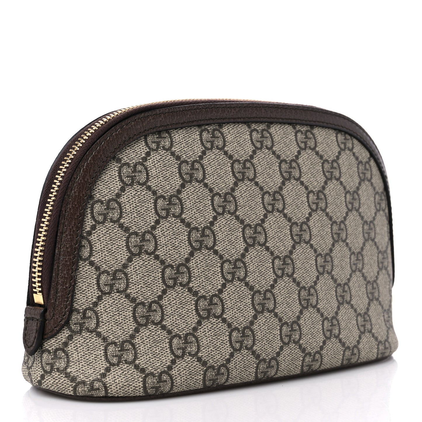 GG Supreme Monogram Textured Calfskin Web Large Ophidia Cosmetic Case Beige Ebony New Acero