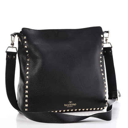 Valentino Garavani Pebbled Calfskin Large Rockstud Flip-Lock Messenger Bag Black 3 of 7