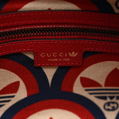 Gucci X ADIDAS Textured Dollar Calfskin Web Trefoil Logo Small Messenger Bag Hibiscus Red Off White 6 of 10