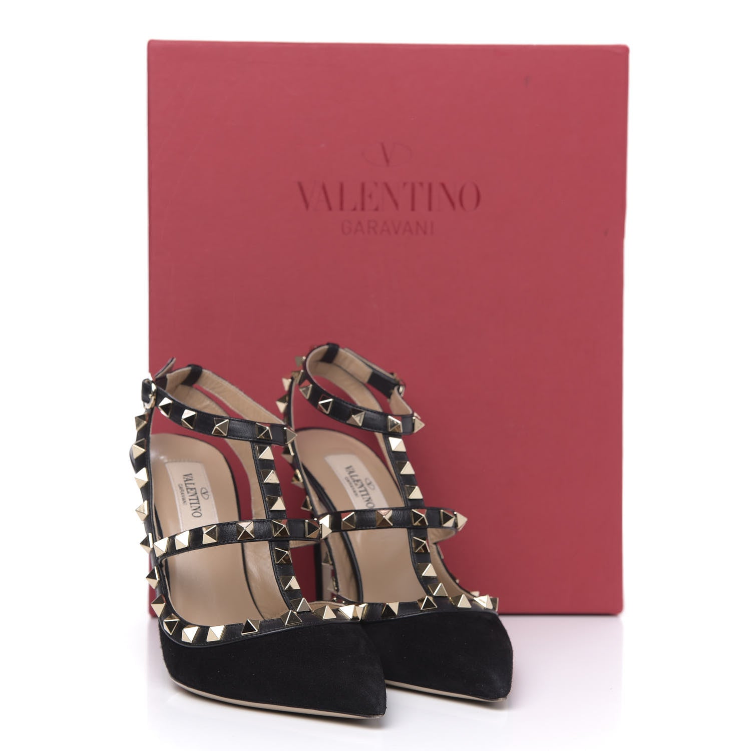 Valentino Garavani Suede Rockstud Ankle Strap Pumps 36 Black 9 of 9