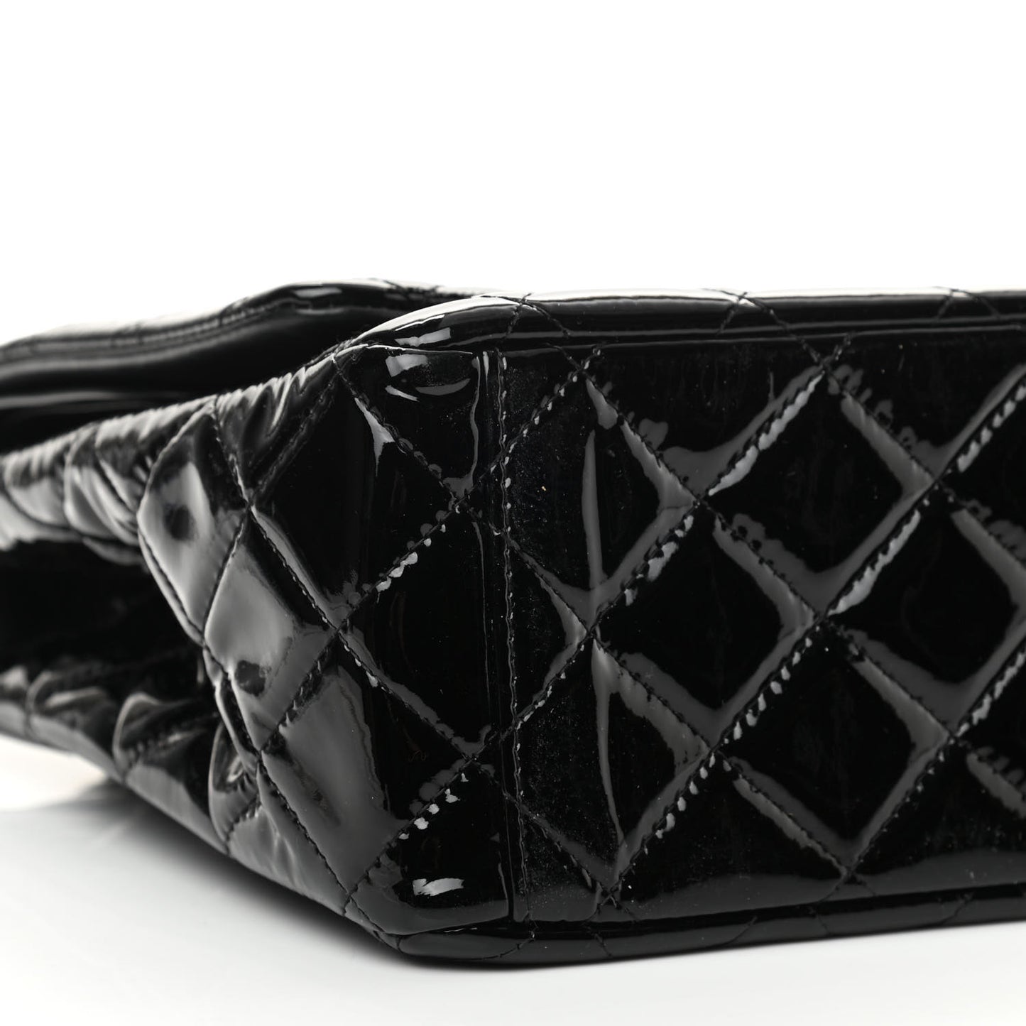 Patent Quilted Maxi Double Flap Black