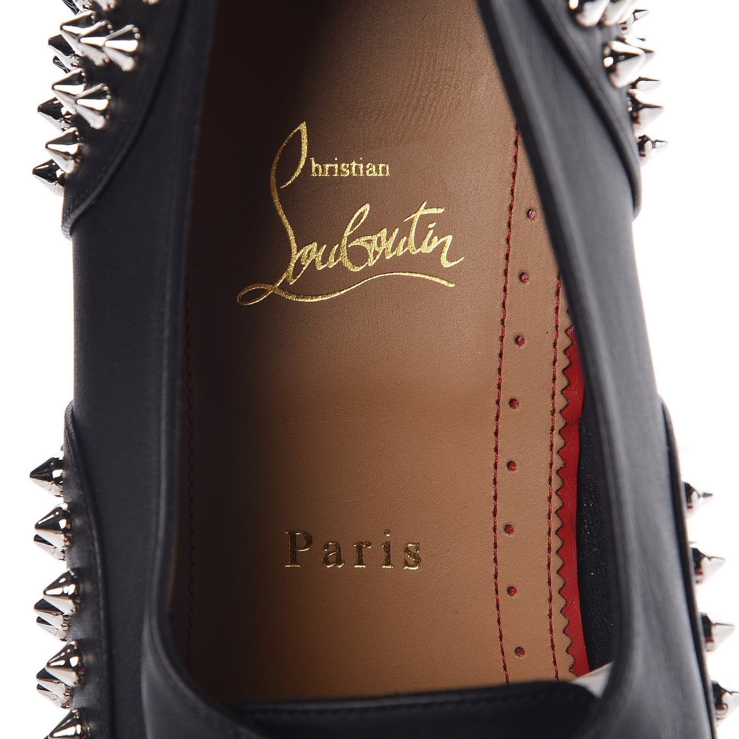 Calfskin Spike Mens Freddy Flat 45 Black