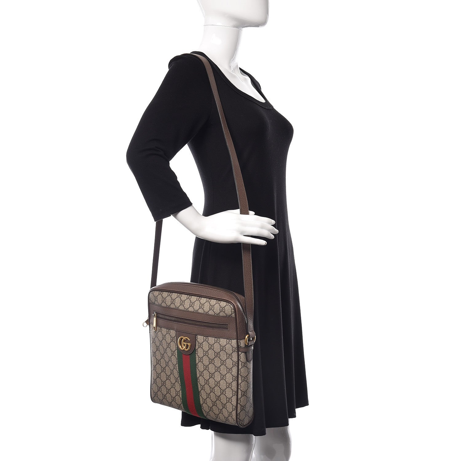 Gucci GG Supreme Monogram Web Medium Ophidia Messenger Bag Brown 2 of 9