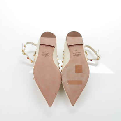 Valentino Garavani Nappa Rockstud Rolling Cage Ballerina Flats 35 Light Ivory 5 of 8