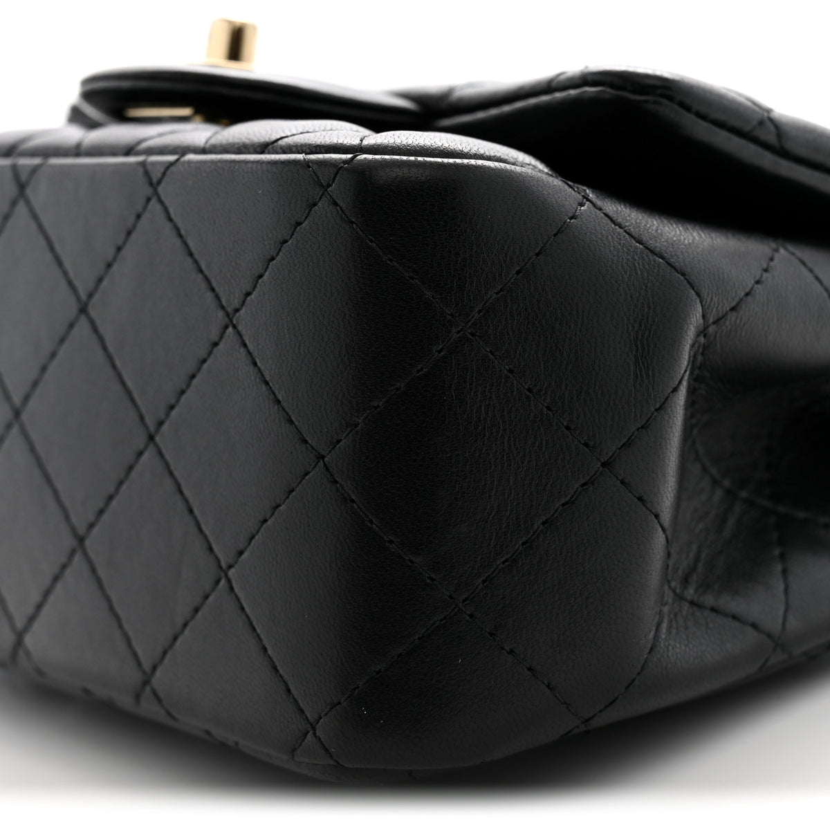 Lambskin Quilted Mini Square Flap Black