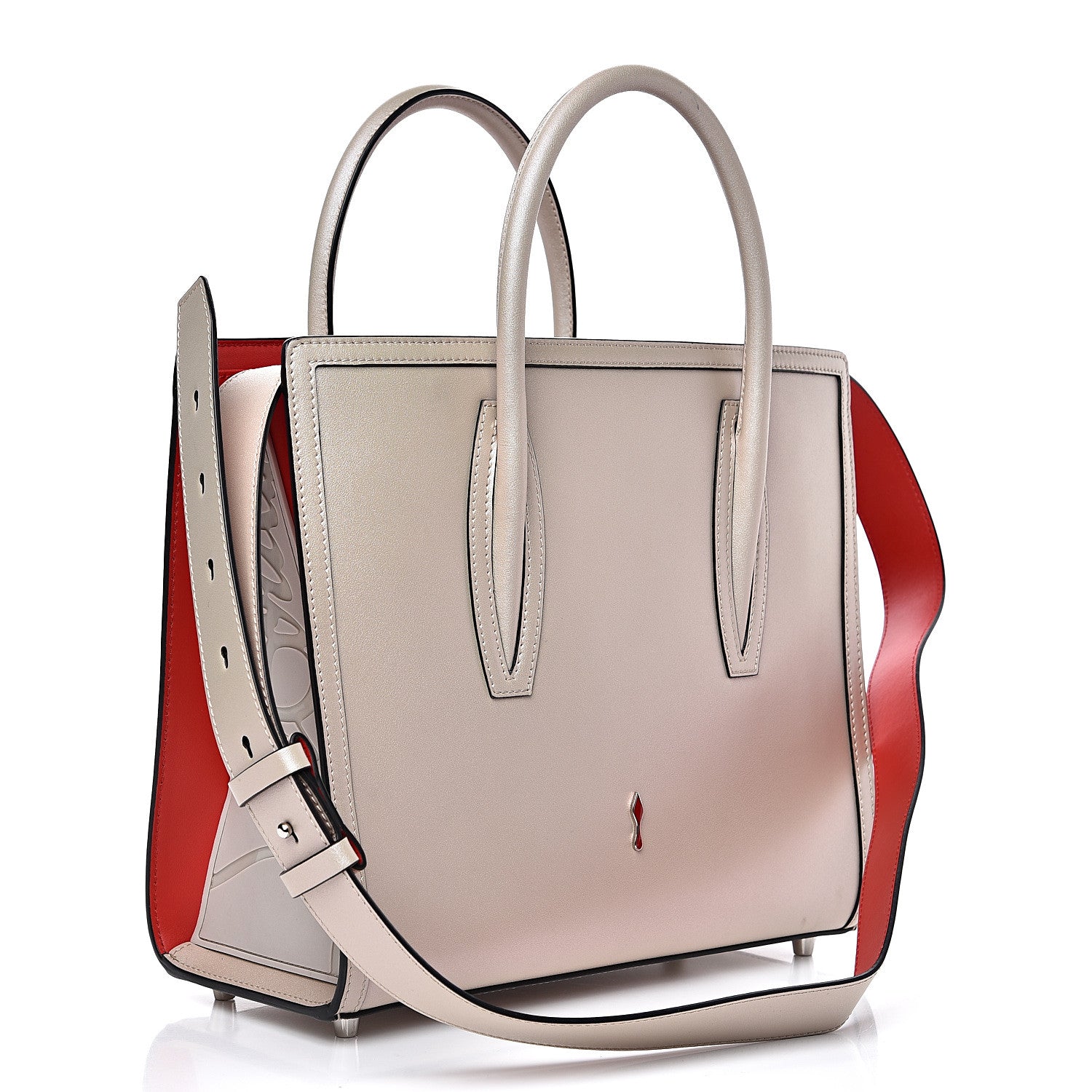 Christian Louboutin Calfskin Spikes Loubinthesky Medium Paloma Nude Platine 2 of 10