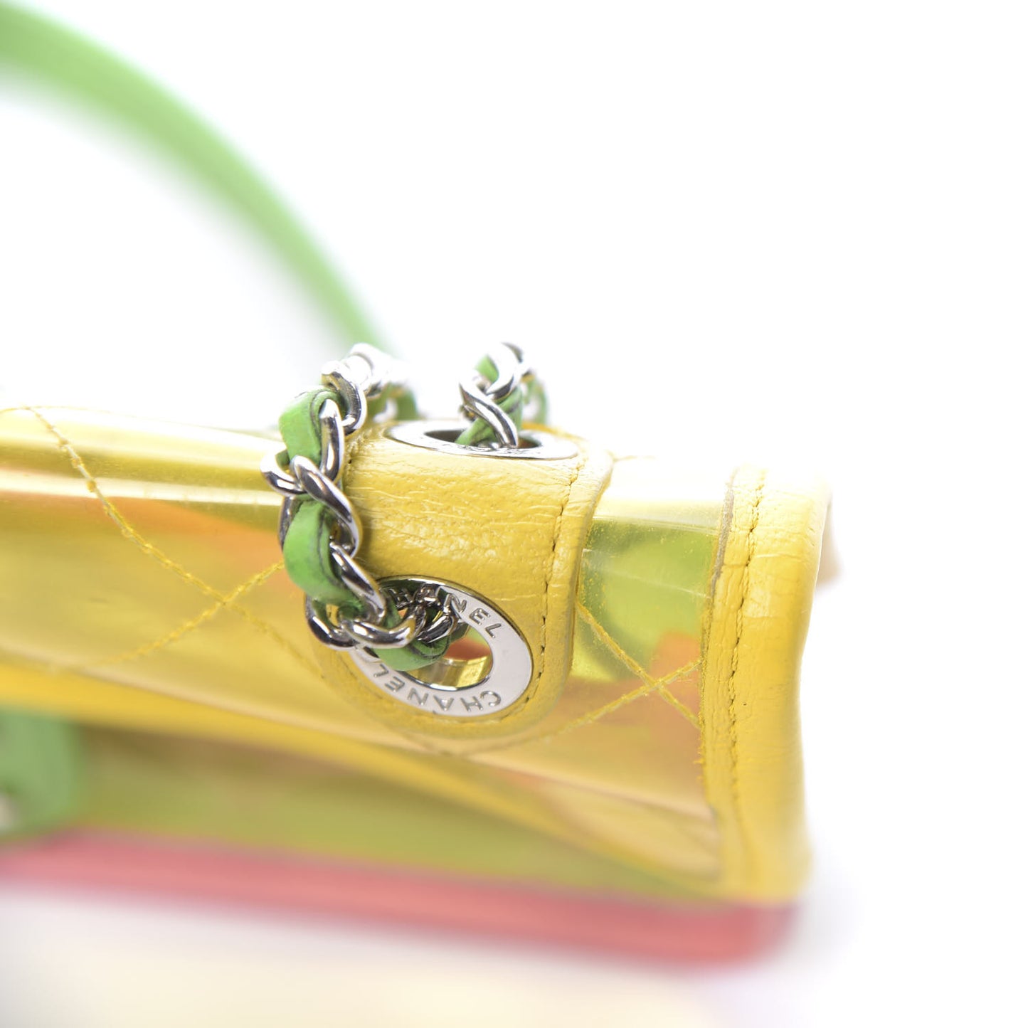 Lambskin PVC Quilted Mini Coco Splash Flap Yellow Green Pink