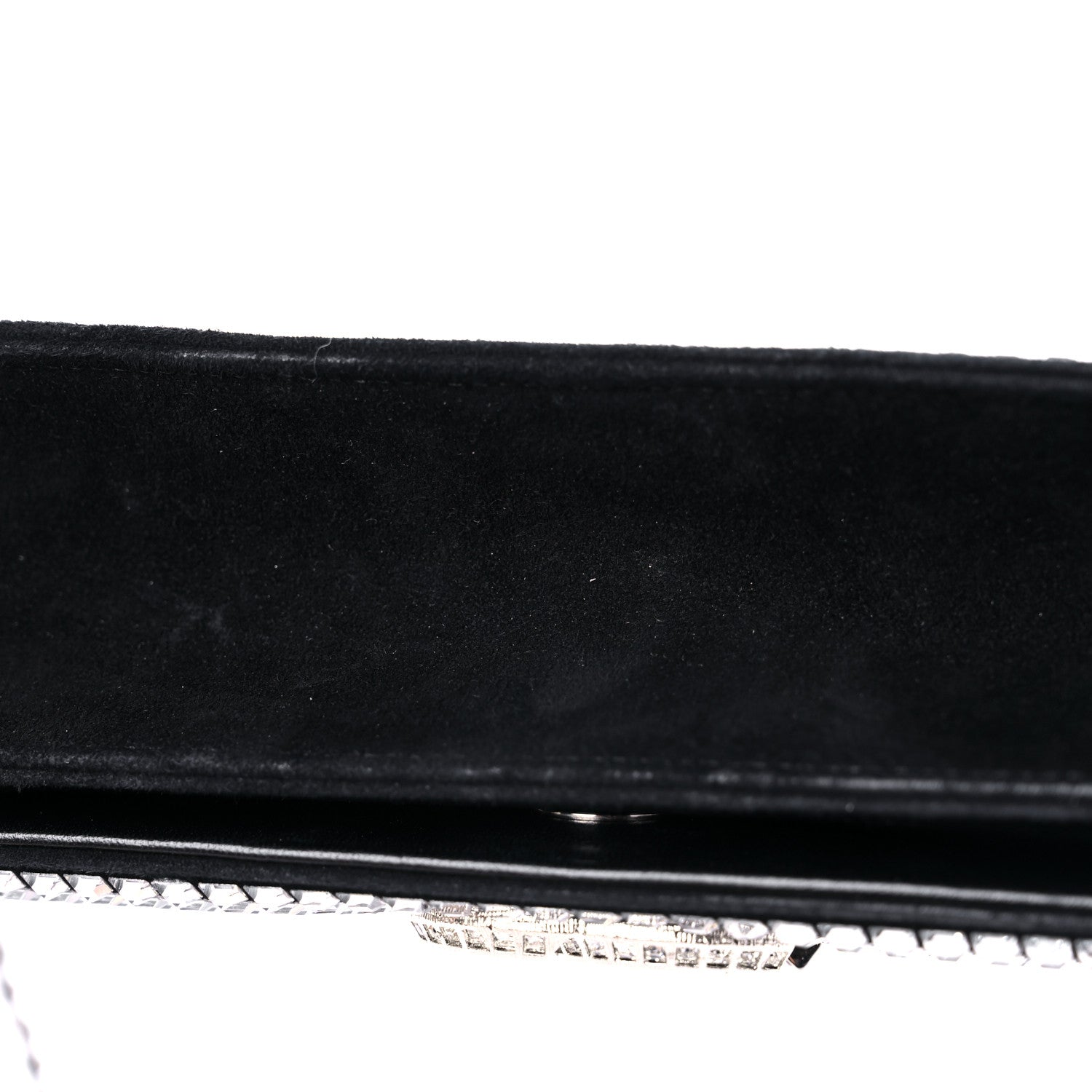 Chanel Crystal Suede Chain Evening Clutch Black Silver 16 of 17