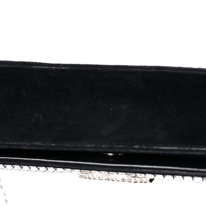 Chanel Crystal Suede Chain Evening Clutch Black Silver 16 of 17
