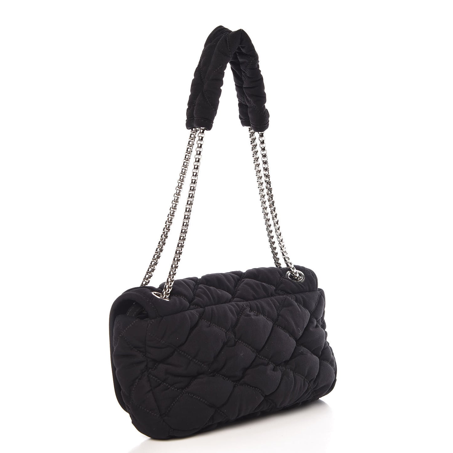 Nylon Small Bubble Quilt Flap Black