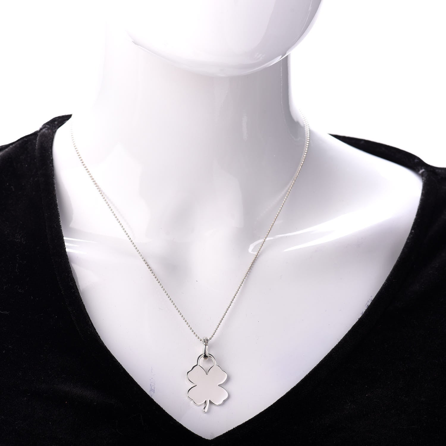 Tiffany Sterling Silver Four Heart Clover Pendant Necklace 2 of 4