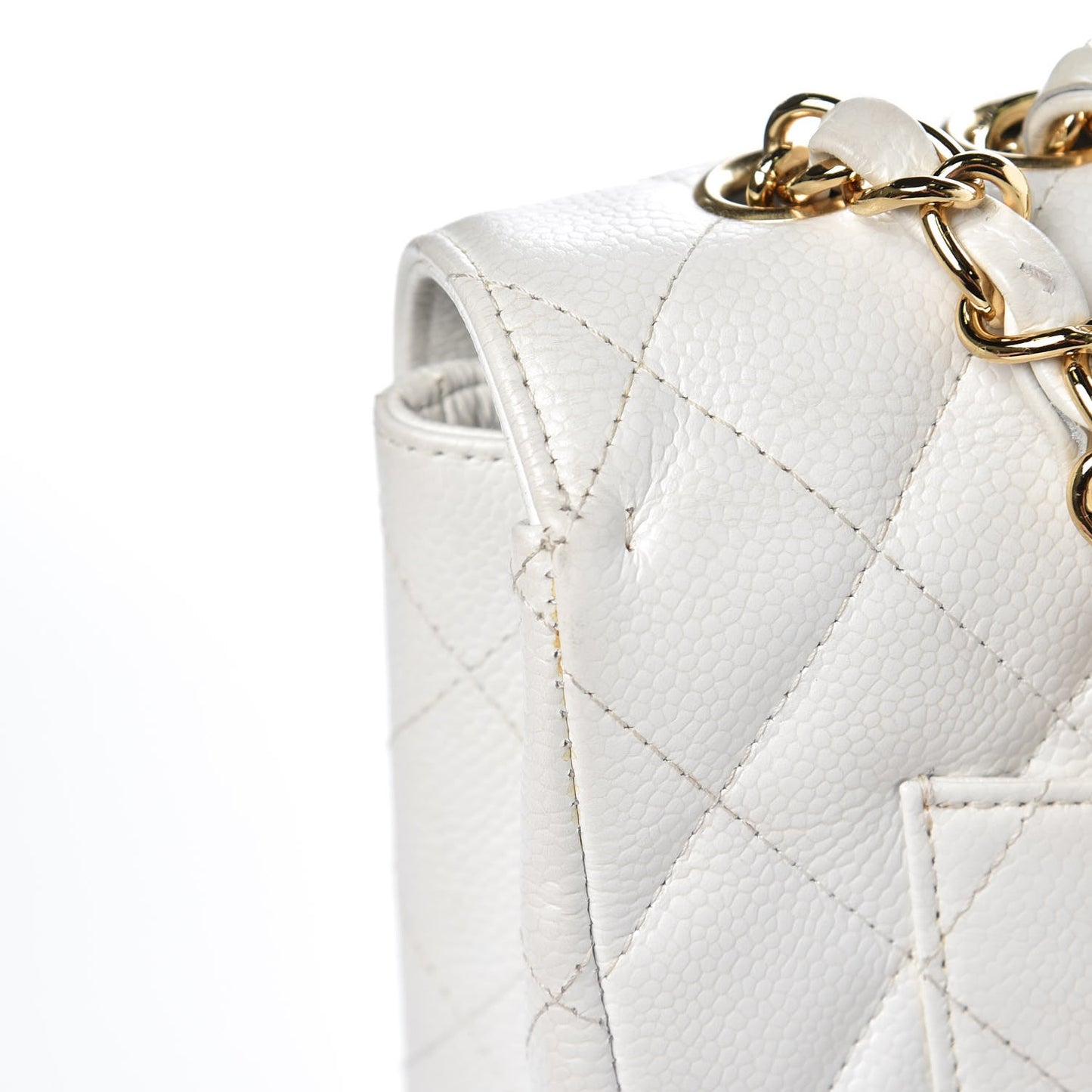 Caviar Quilted Jumbo Single Flap White