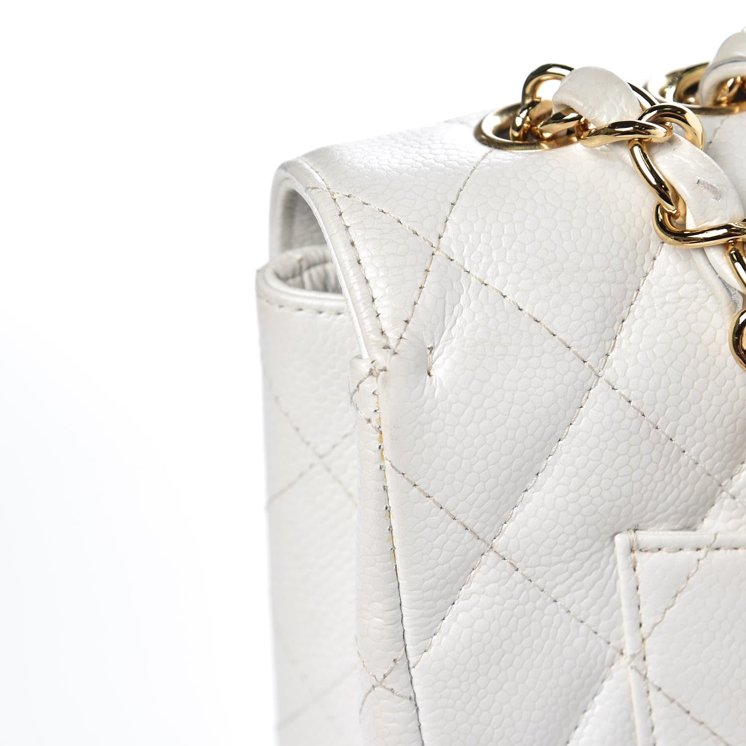 Chanel Caviar Quilted Jumbo Single Flap White 8 of 11