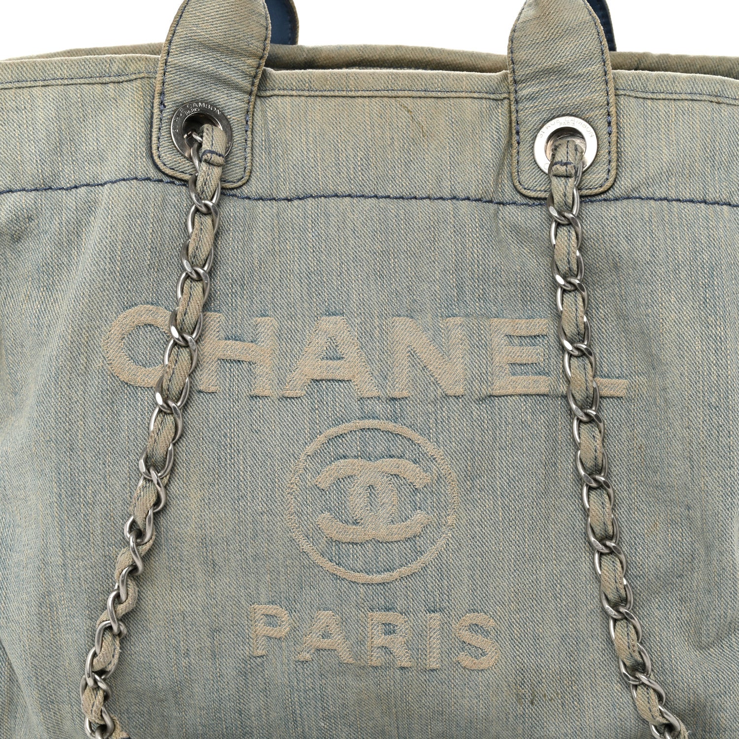 Chanel Denim Medium Deauville Tote Light Blue 9 of 12